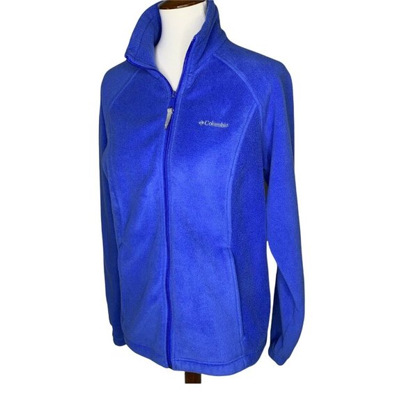 Columbia Benton Springs Full Zip Fleece Jacket Size Large Blue Zip Pockets - Picture 3 of 7